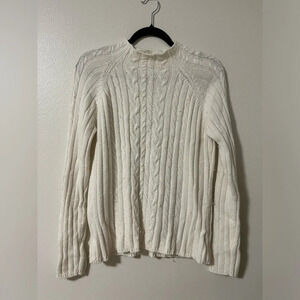 Vtg St Johns Bay Angora Blend cable knit sweater ivory size large Rory Gilmore